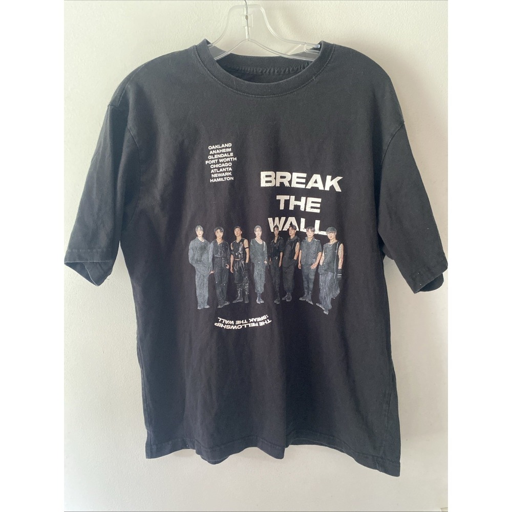 ATEEZ Break The Wall World Tour T-Shirt Mens Sz L Black Graphic Cotton Tee Korea
